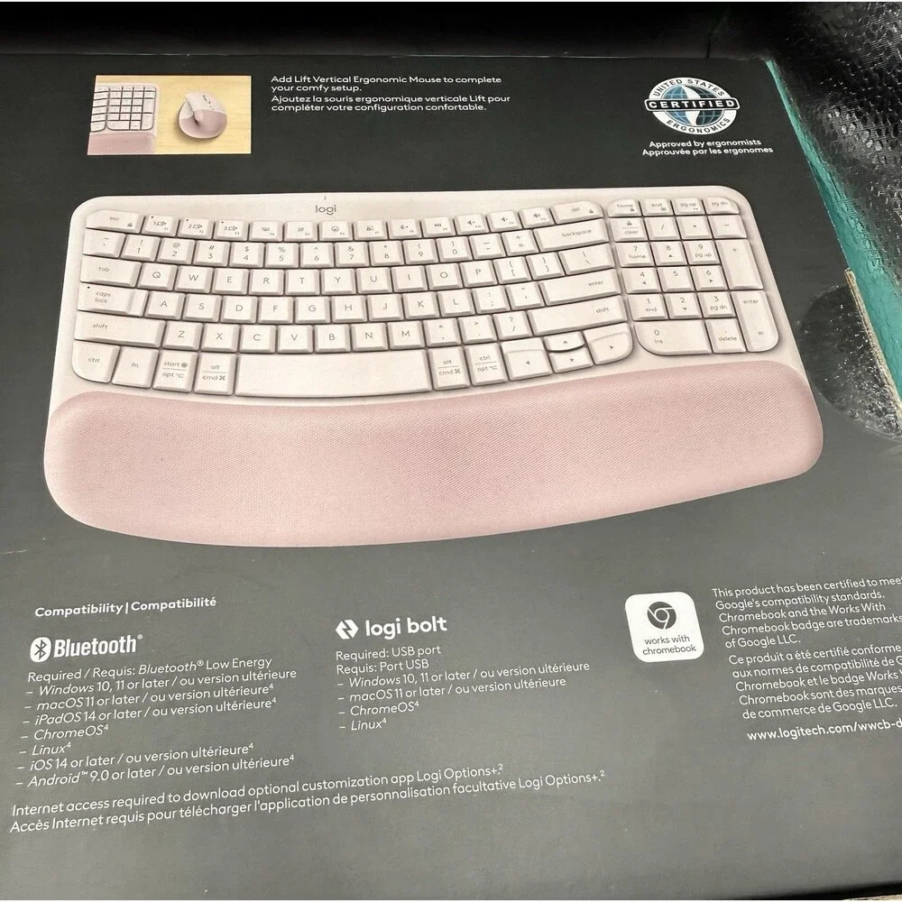 Logitech Wave Keys Wireless Ergonomic Keyboard - Rose